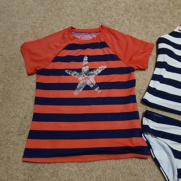 𝅺lot Land's End Girl's Striped Tankini and Rashguard, size 12 - Picture 12 of 16